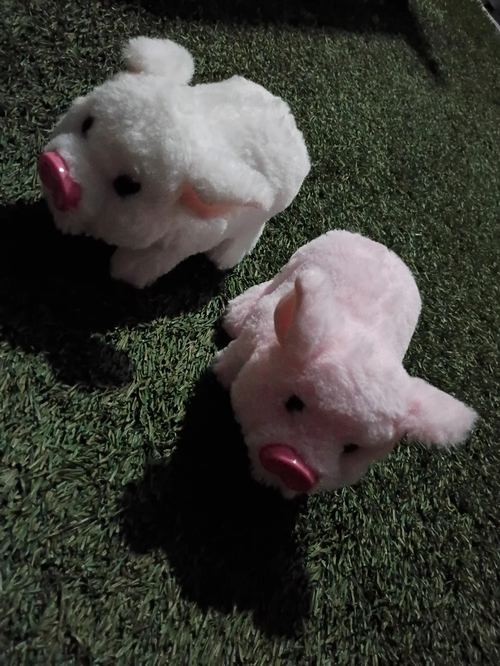Plush Small Pet Toy Pig - Pink and White
